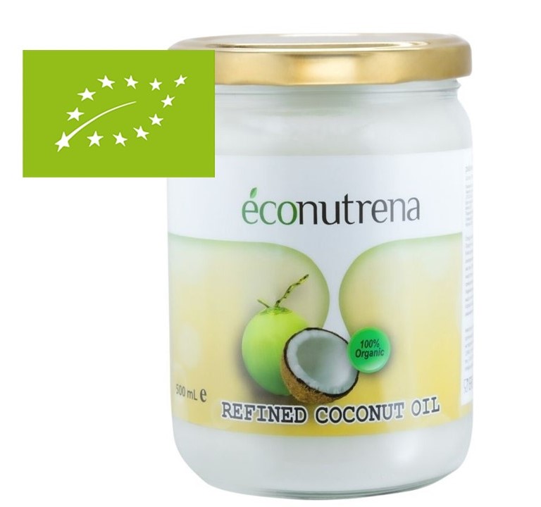 Органическое рафинированное кокосовое масло"Econutrena" 500мл